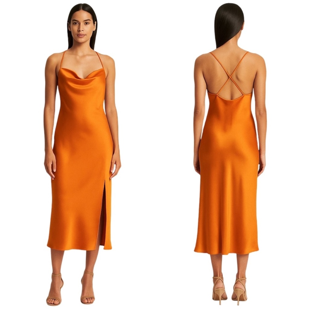 Banana Republic Orange Satin Slip Dress